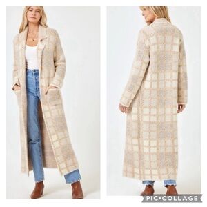 L*Space Plaid Tan Cardigan Coat